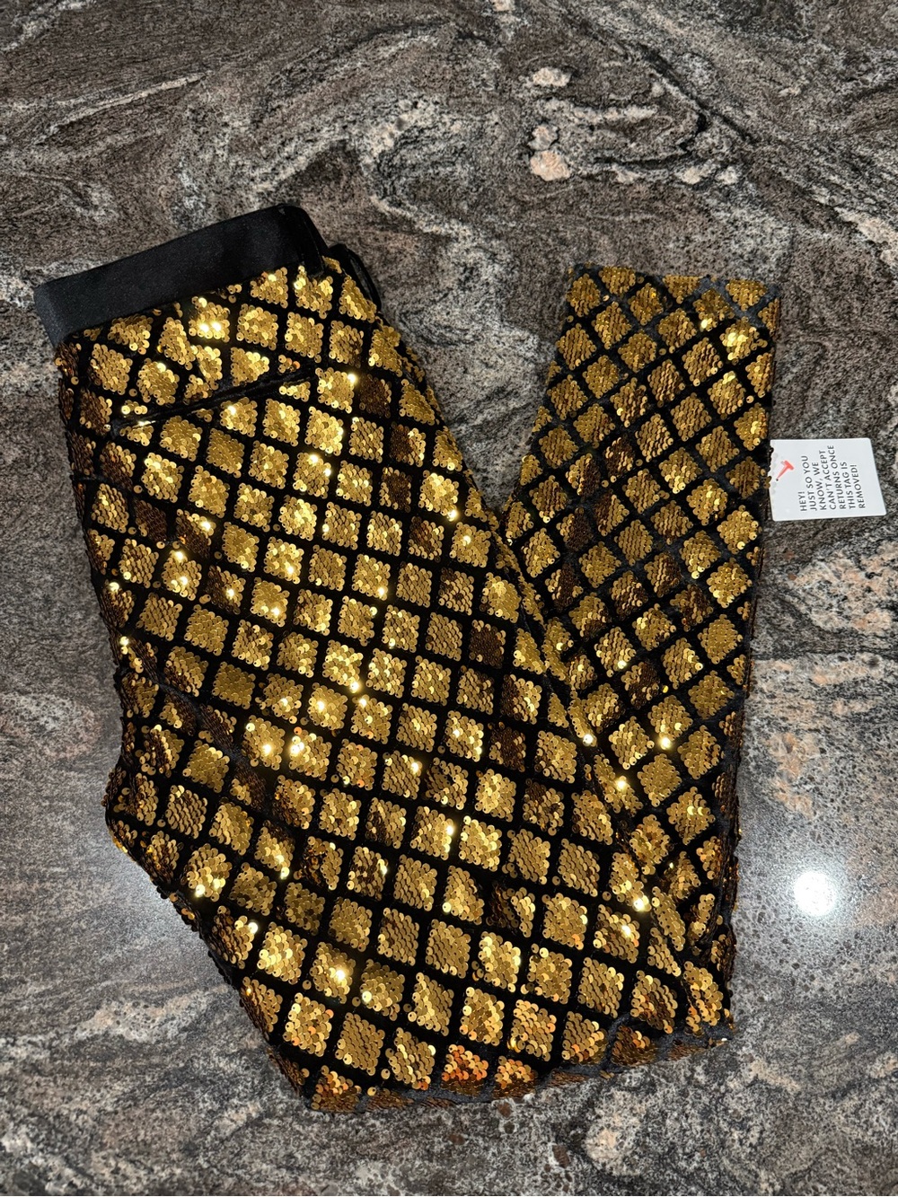 ASOS Men’s Gold Sequin Skinny Trousers with Side Stripe